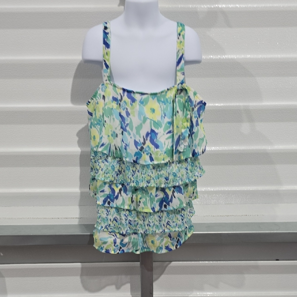 Justice Floral‎ Ruffle Tank Top